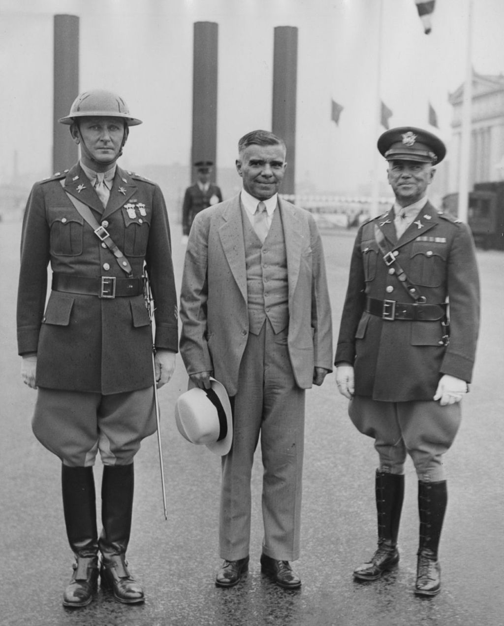 Alexander Antonovitch Troyanovsky, ambassador of the U.S.S.R. to the United States, reviews the troops at the World's Fair