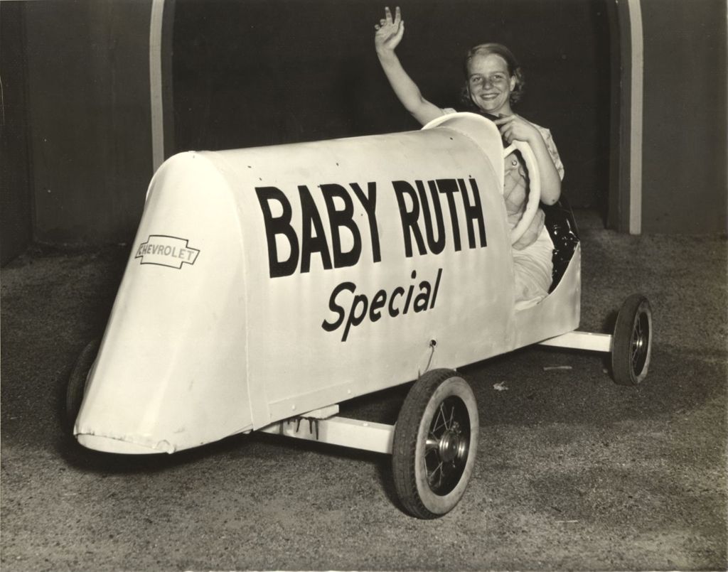 Miniature of An entrant in the Blue Flame Race of the All-American Soap Box Derby