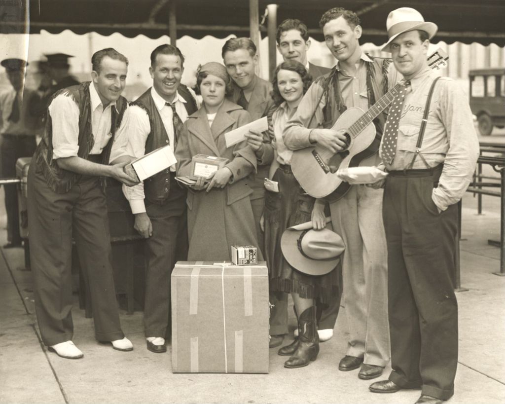 WLS radio entertainers reception for the seventh millionth visitor to the World's Fair