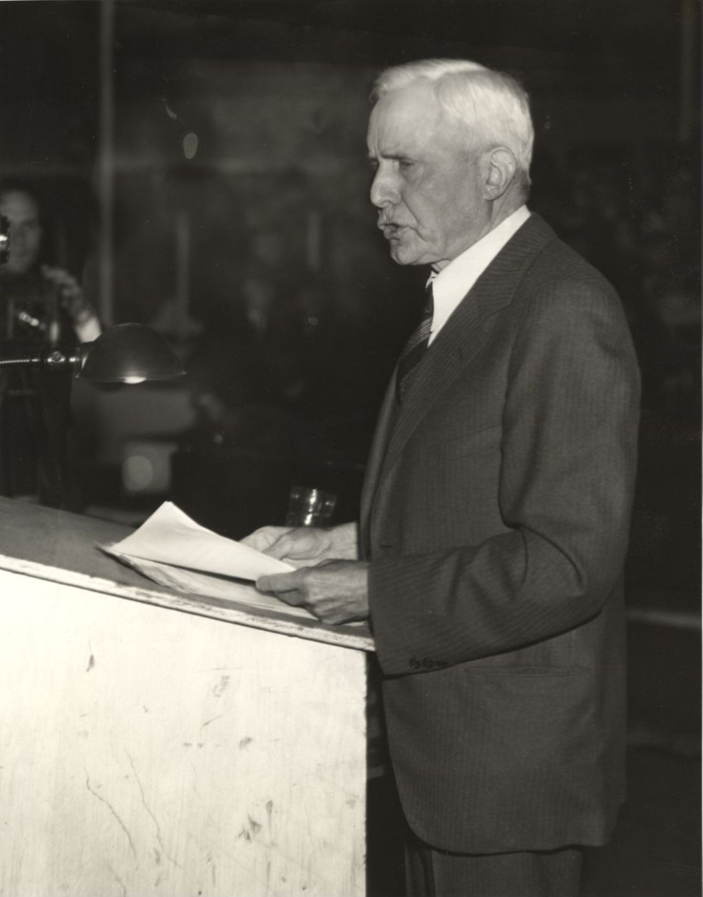 Miniature of James Reed, former U.S. Senator from Missouri, giving a speech at the Century of Progress Court of States.