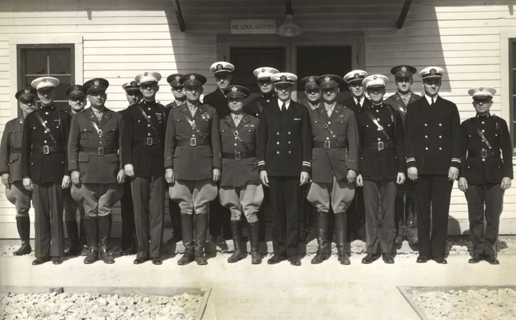 Miniature of Officers of the army, navy, and marine corps command the various detachments at Camp Franklin D. Roosevelt at the World's Fair