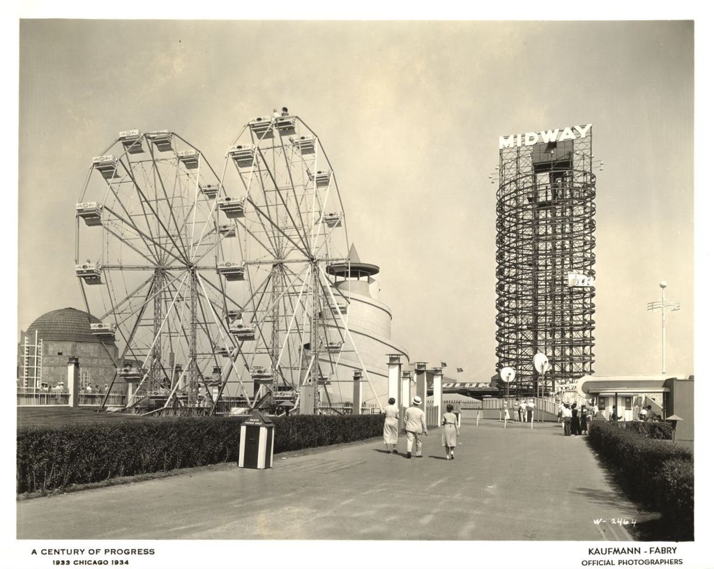 Miniature of Photo of the Midway and the Ferris wheel at the Century of Progress.