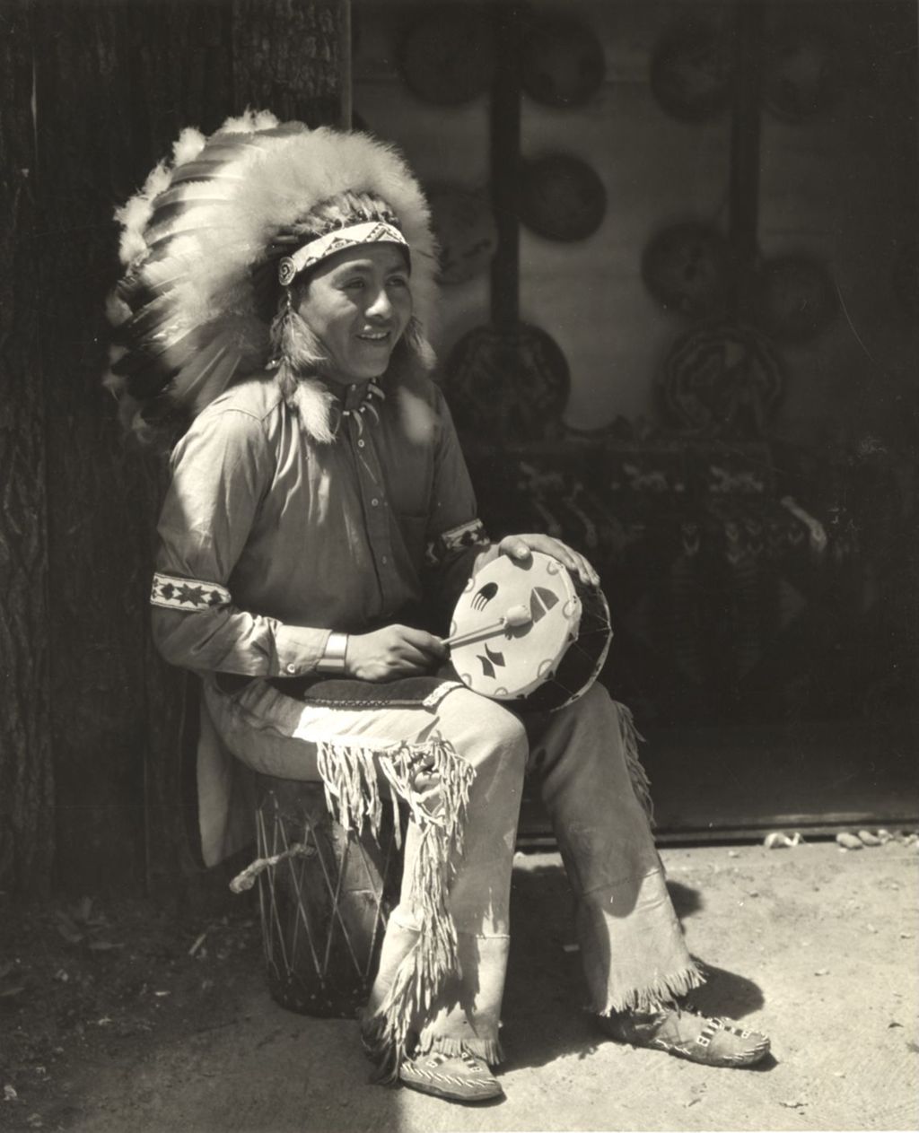 Miniature of Native American drumming at the Century of Progress Indian Village.