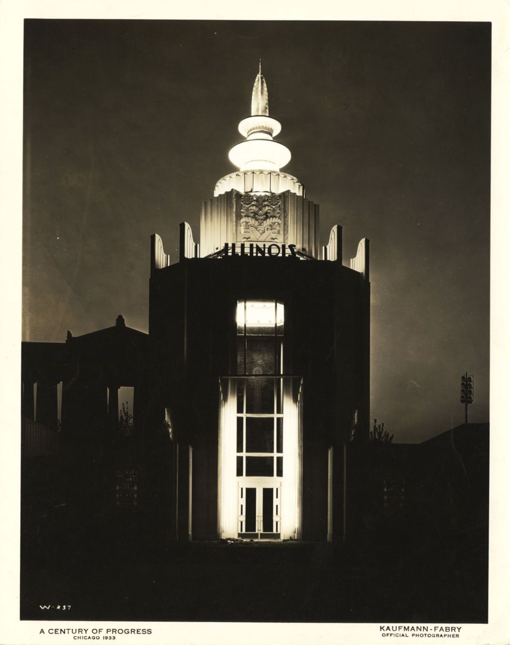 Miniature of Night view of the Illinois Host Building at the Century of Progress International Exposition, 1933-1934.