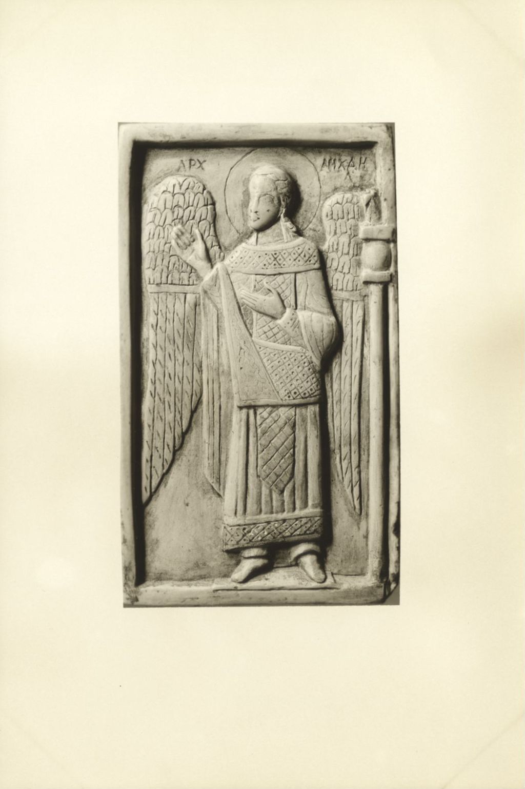 Miniature of Saint Michael soapstone carving