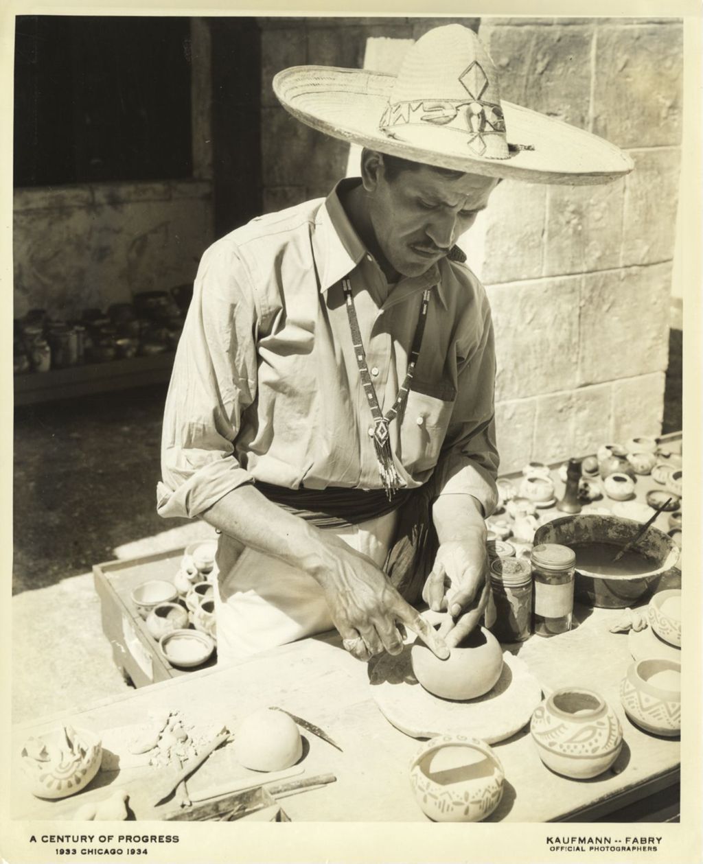 Miniature of Pottery artist working at the Century of Progress Mexican Village.
