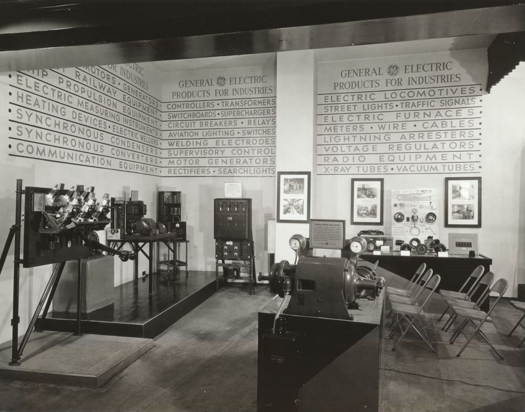 The General Electric exhibit showing electrical equipment for industrial applications