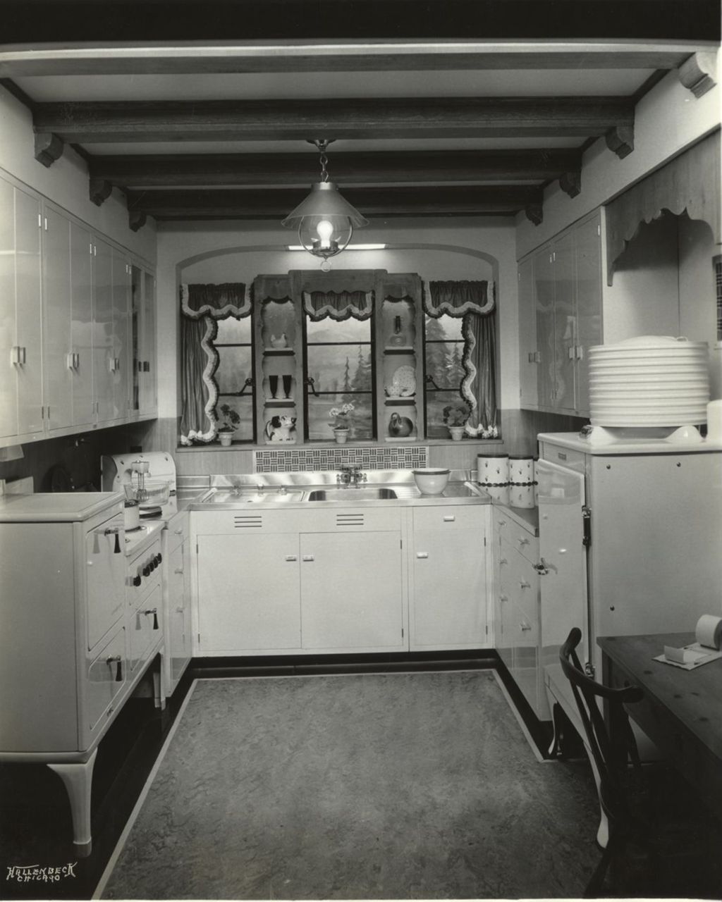 Model electric kitchen is one of the features of the General Electric exhibit