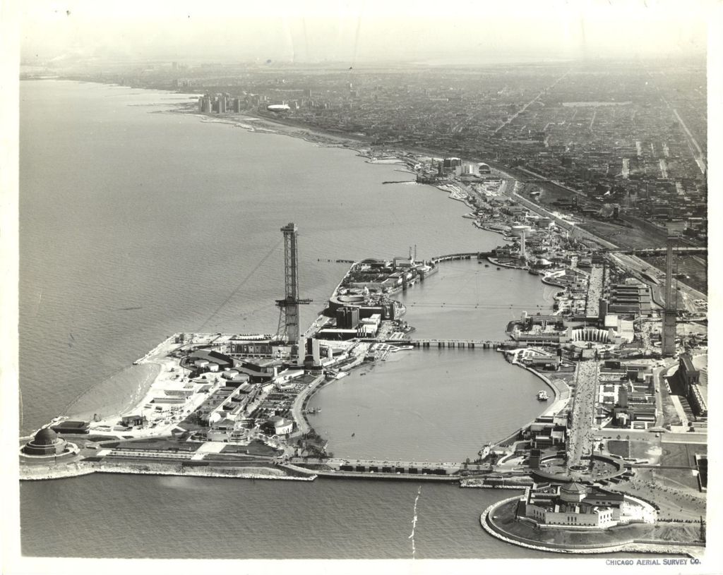 Century of Progress aerial view by the Chicago Aerial Survey Company.