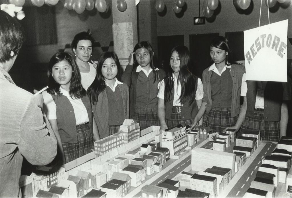 Miniature of Students with model city blocks