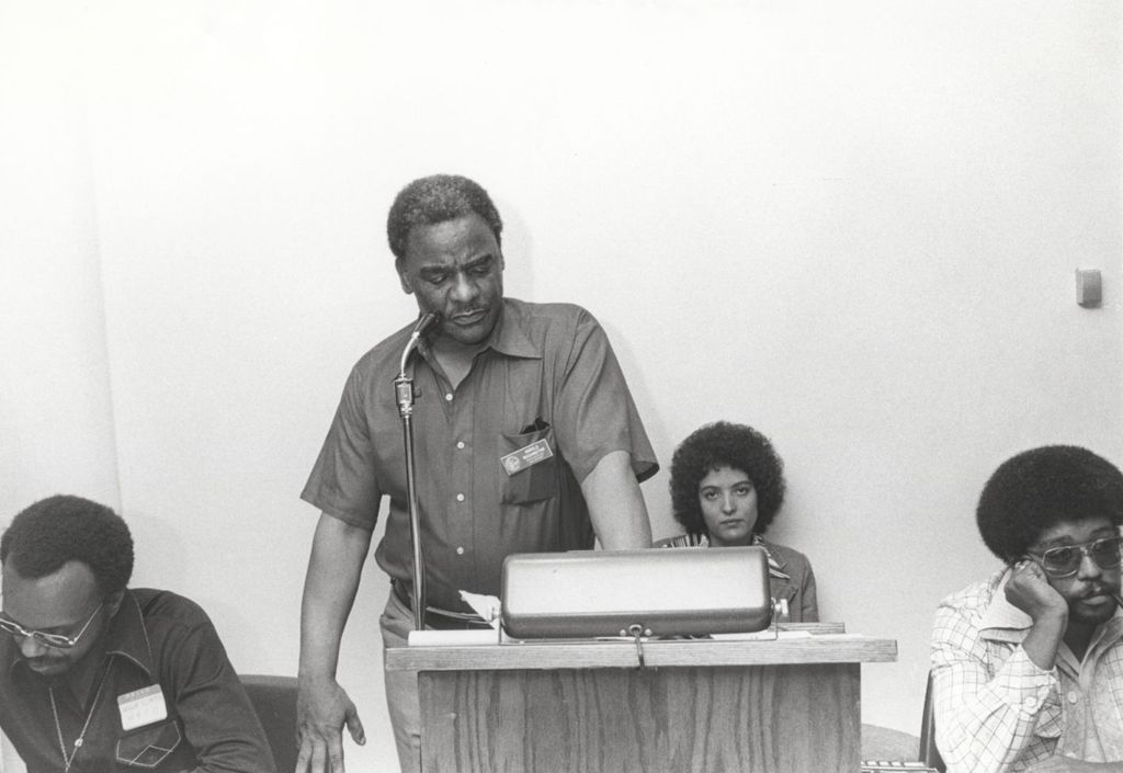 Miniature of Harold Washington speaking at a housing conference