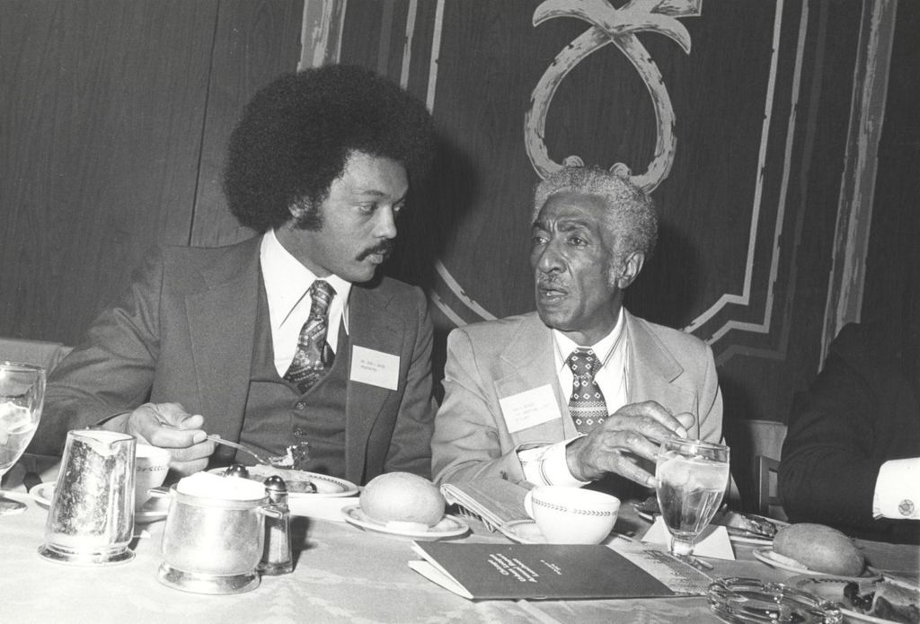 Miniature of Congressman Ralph H. Metcalfe and the Reverend Jesse L. Jackson in conversation