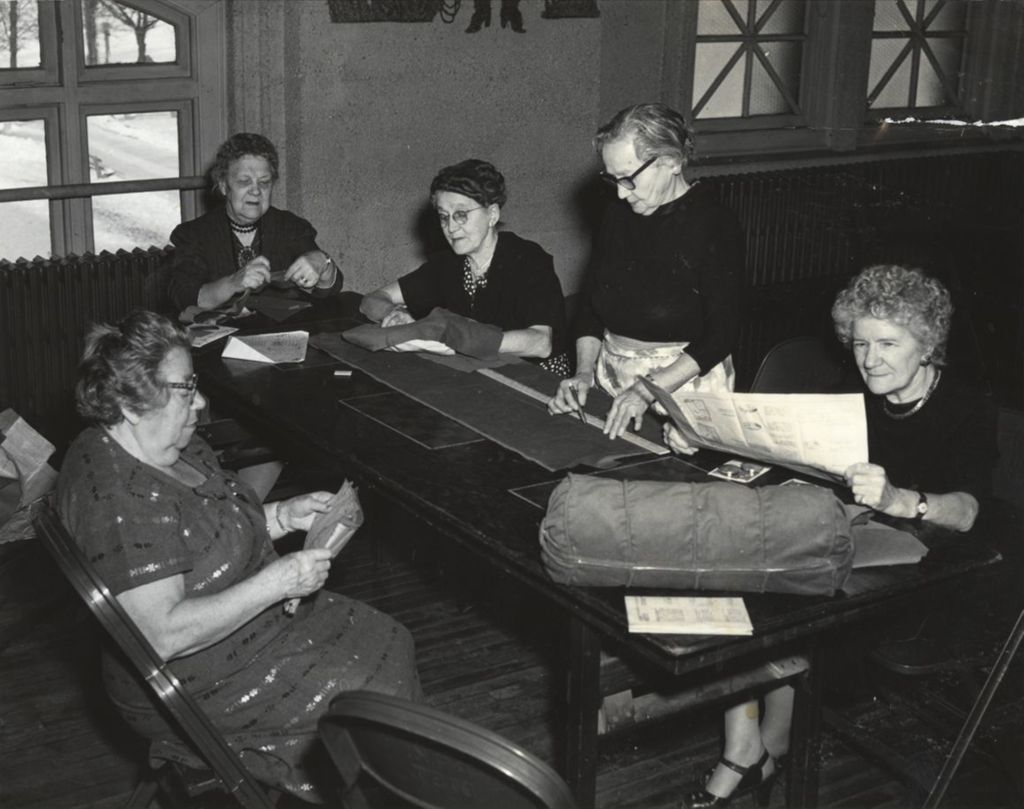 Women working with textiles at the Trumbull Senior Center