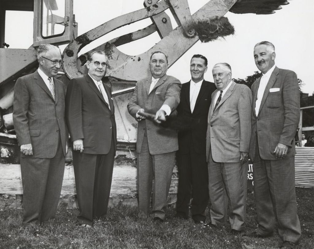 Miniature of Chicago mayor Richard J. Daley at a groundbreaking ceremony