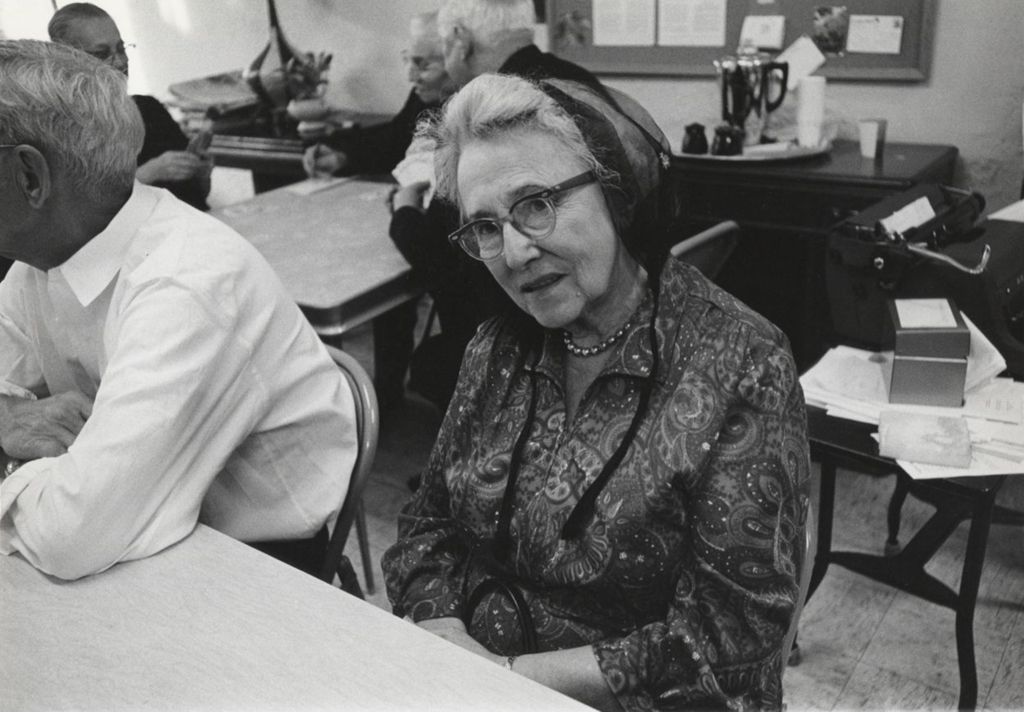 Woman at an event at a senior center affiliated with Hull-House