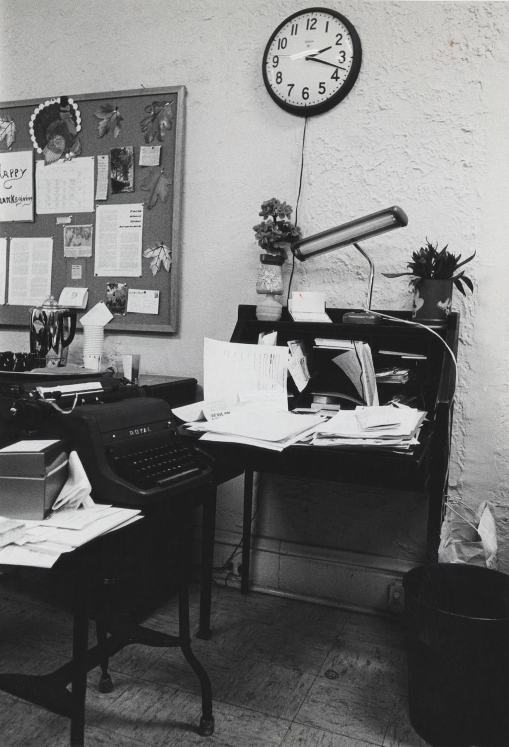 Desk area at a senior center affiliated with Hull-House