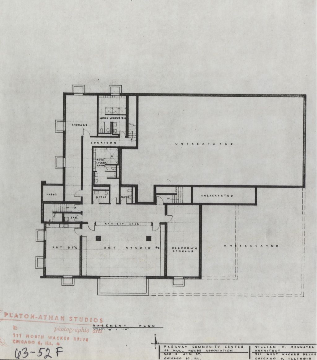 Architectural plan for new Parkway Community House - basement