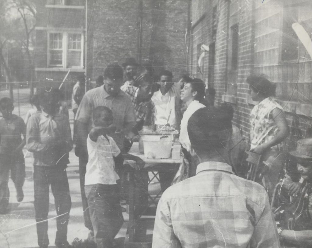 Miniature of Young people around a vending table at Carnival Day, part of Parkway Community House's 1961 "Clean Up Week"