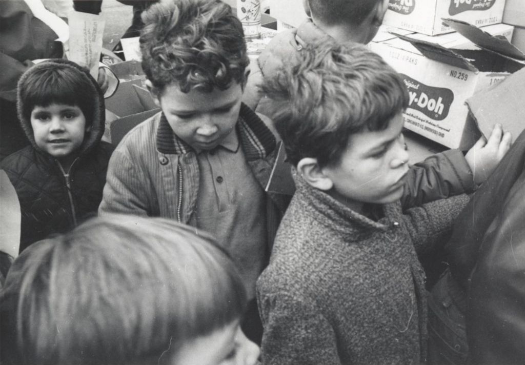 Miniature of Children in line at a Hull-House Christmas toy giveaway