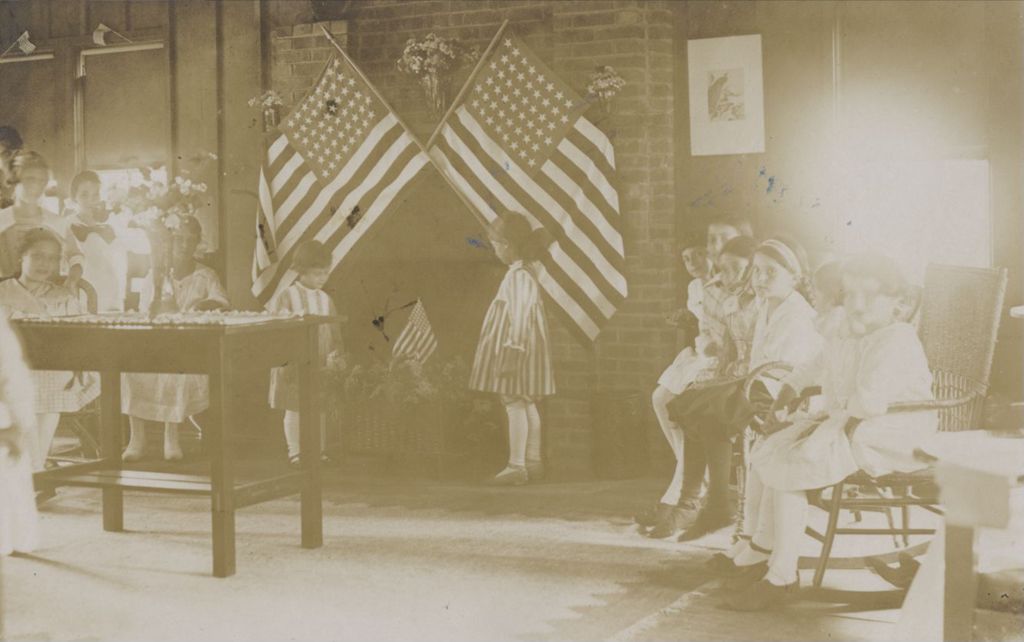 Miniature of Girls and American flags