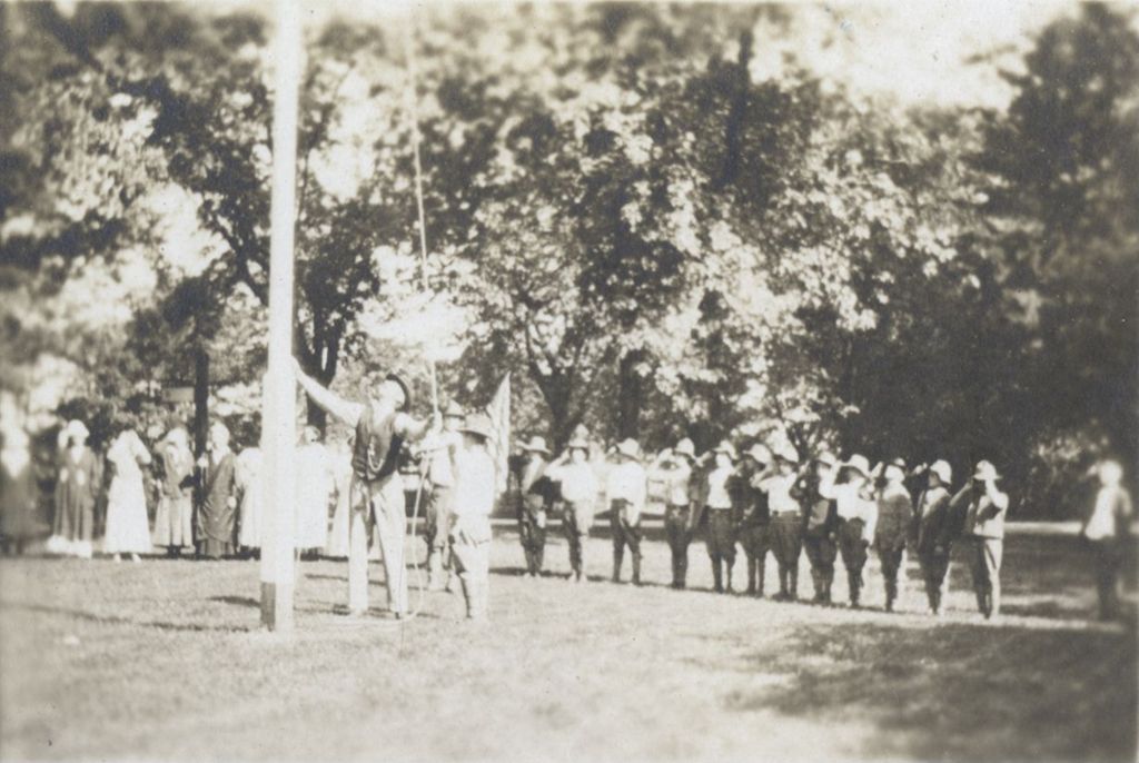 Miniature of Flag raising with man and boy