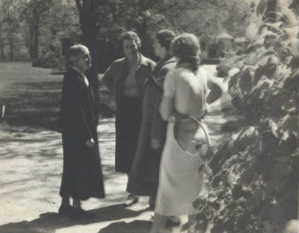 Miniature of Dr. Alice Hamilton, at left, with other guests at Bowen Country Club, the Hull-House Camp
