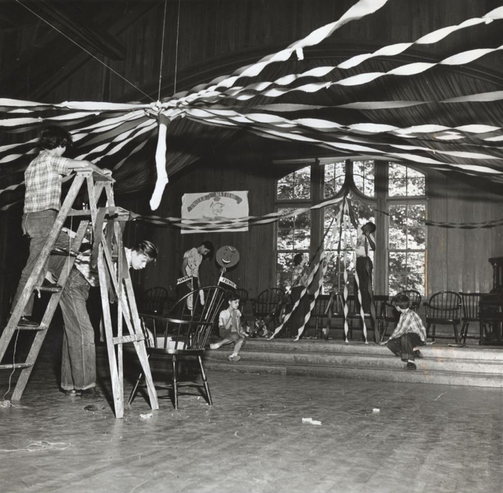 Miniature of Campers putting up streamers in Goodfellow Hall