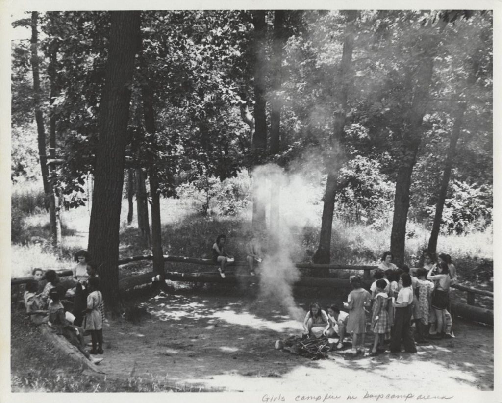 Miniature of Girls campfire in boys' camp arena
