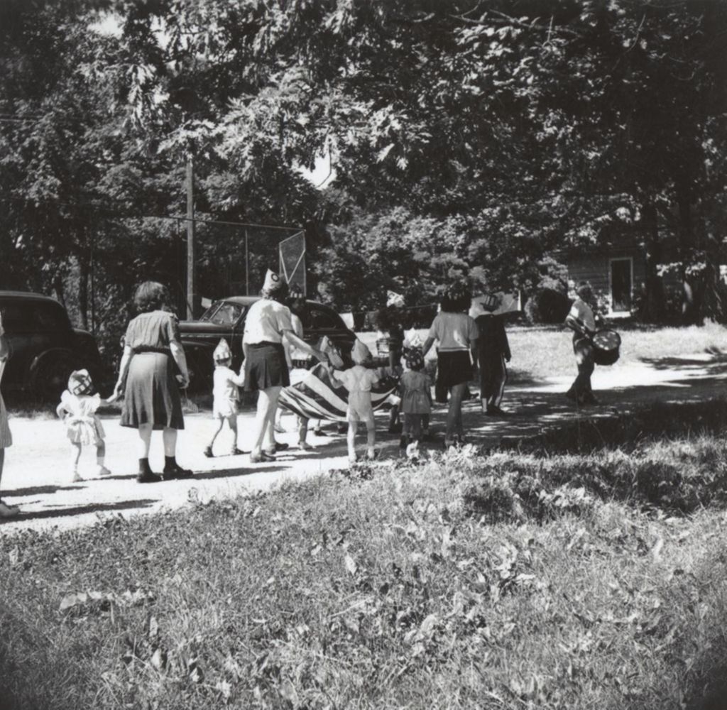 Women and children walking