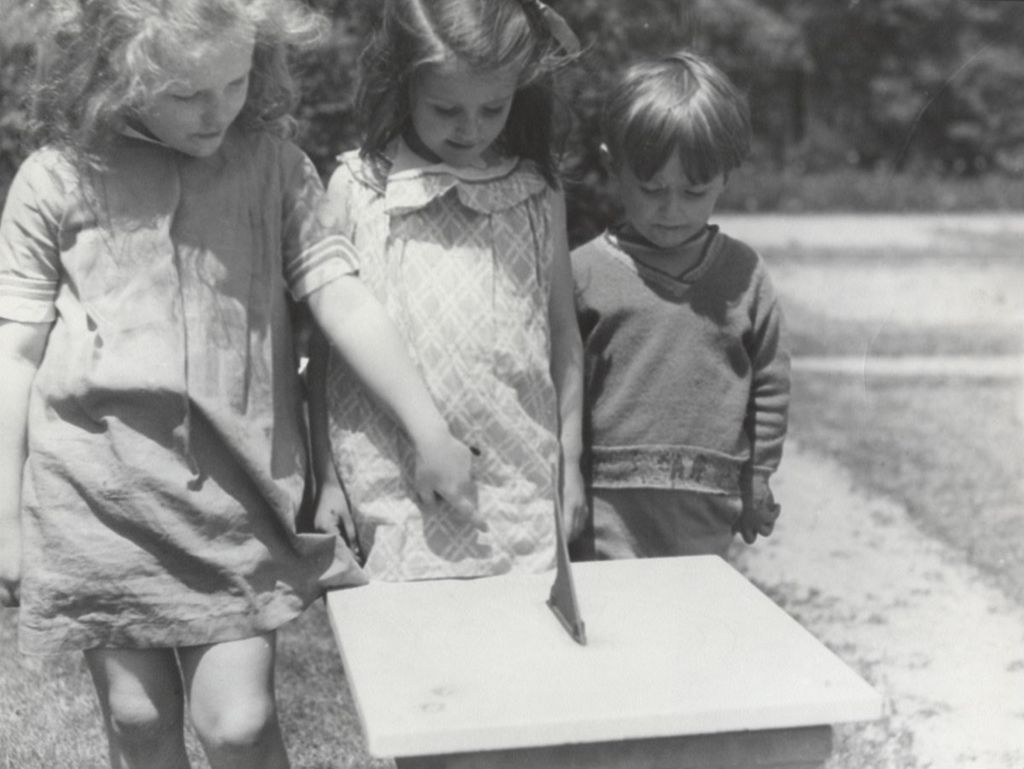 Miniature of Three children at sundial