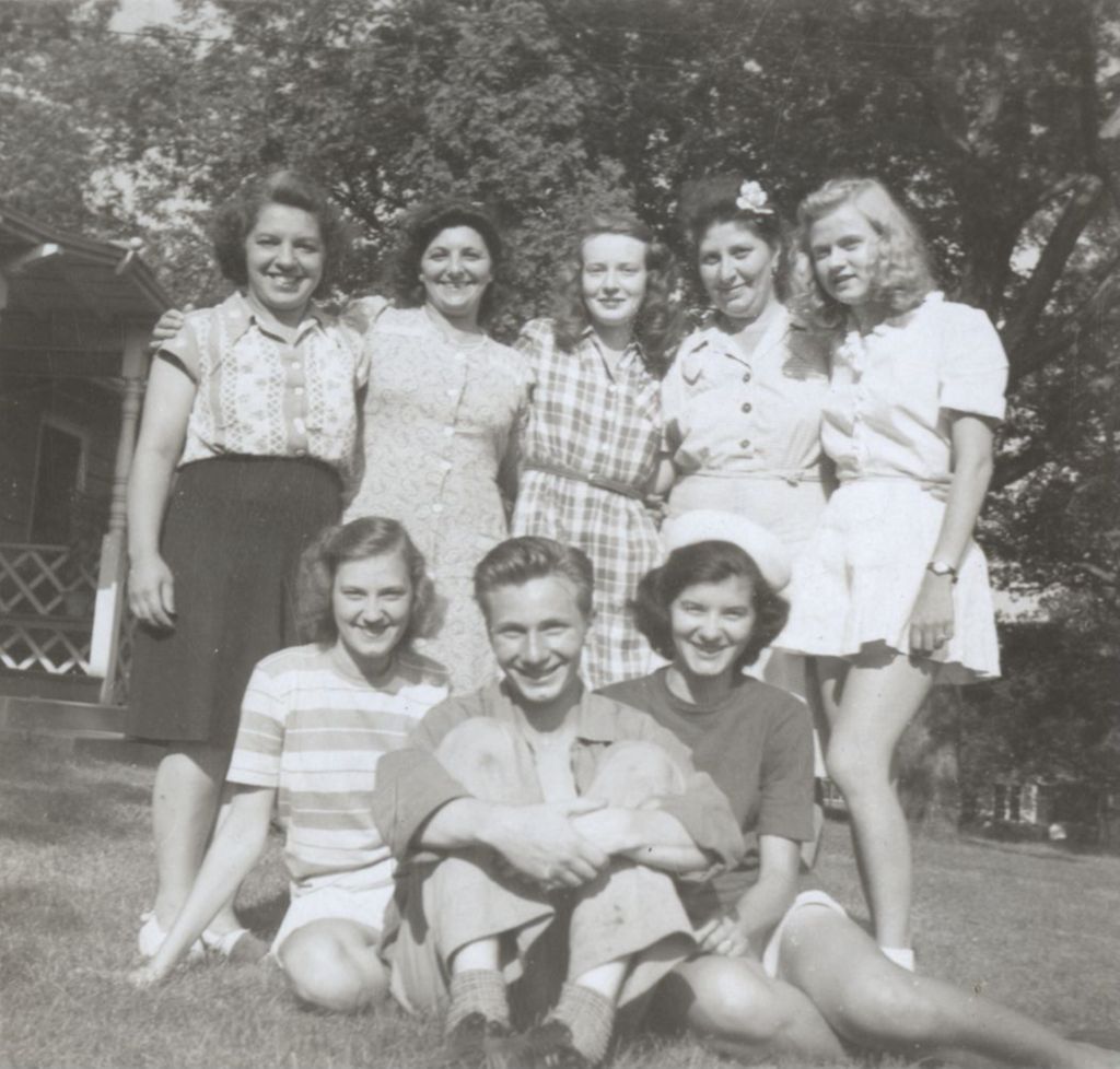 Miniature of Group of young women and a young man outside at Bowen Country Club