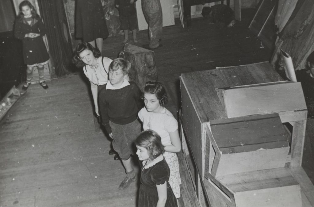 Members of the Hull-House Junior Theatre Group rehearsing "The Brave Little Tailor"