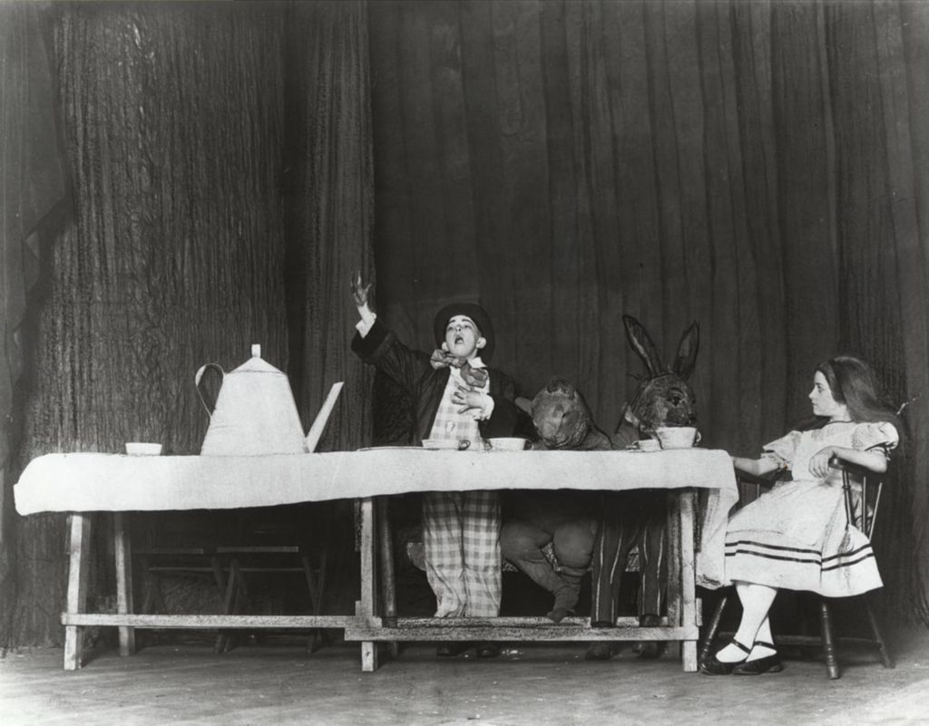 Tea party scene from "Alice in Wonderland," performed by Hull-House Theatre