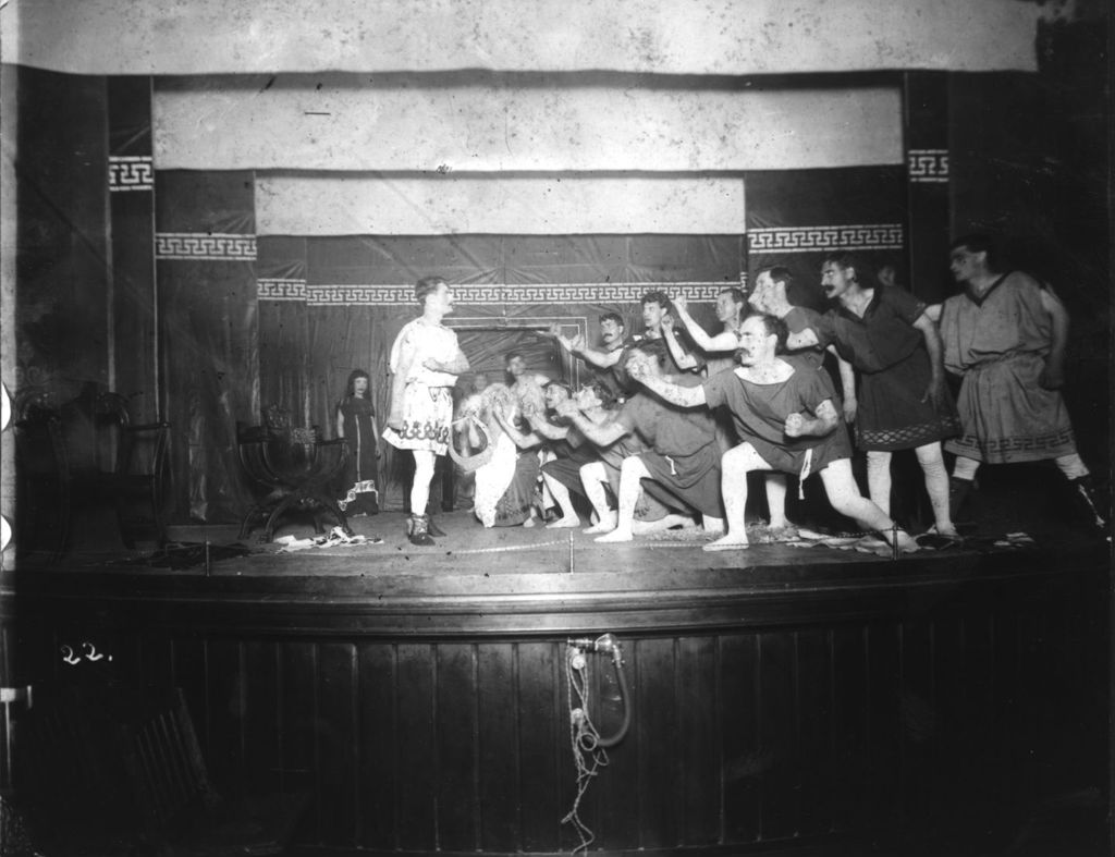 Miniature of Actors in Greek costume performing on Hull-House Auditorium stage