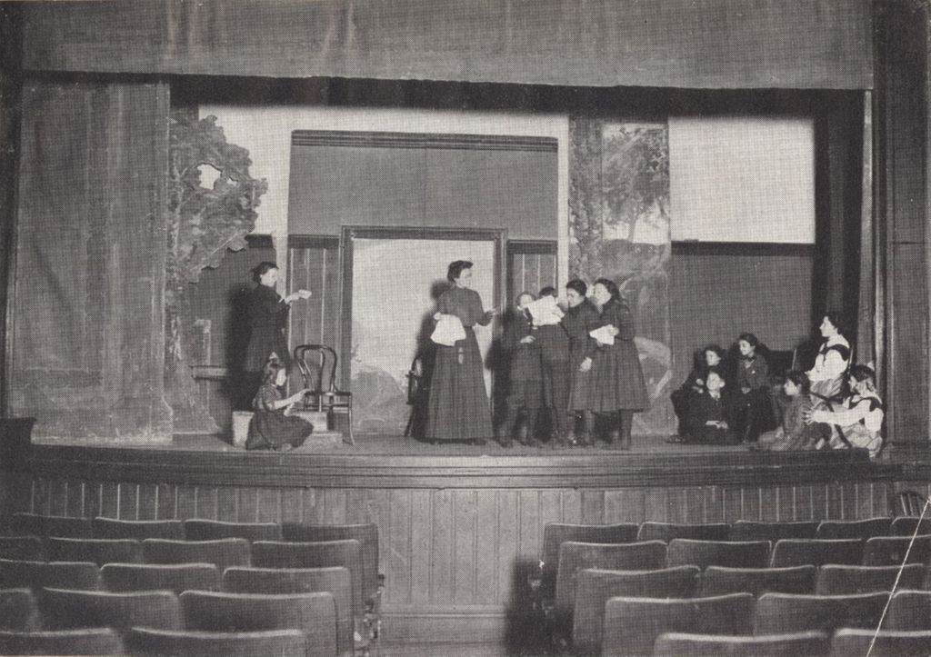 Miniature of "Rehearsing for a Play," 1910 Hull-House Yearbook (p. 41)