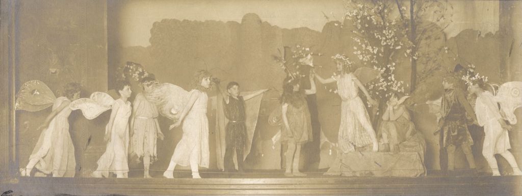 Miniature of Scene from production of The Trolls' Holiday operetta on stage at Hull-House Auditorium