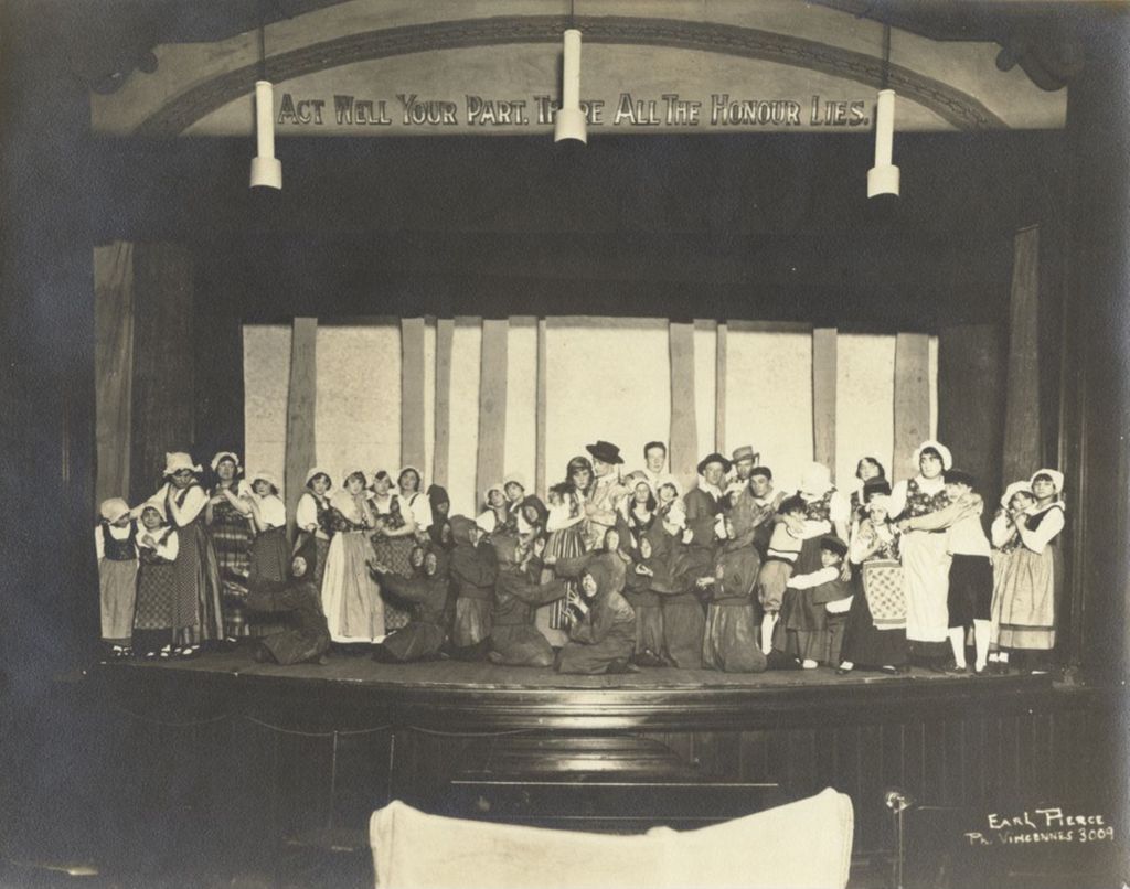 Miniature of Cast of The Trolls' Holiday operetta on stage at Hull-House Auditorium