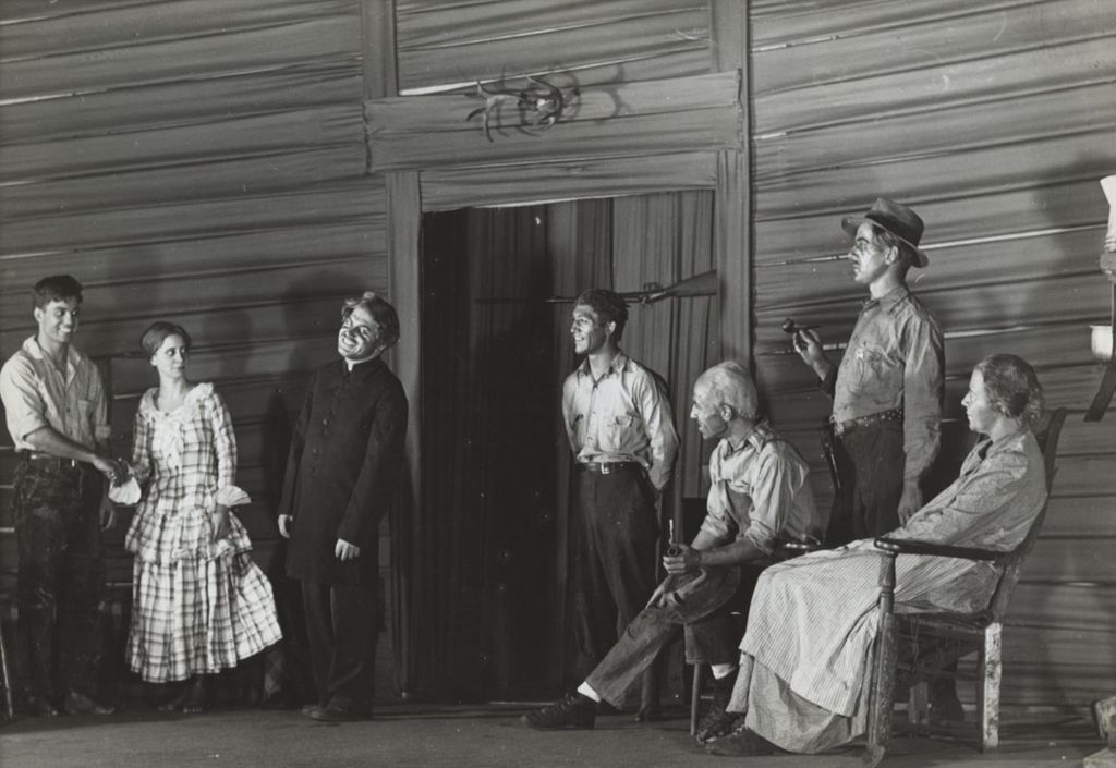 Scene from a theatre performance on stage at Hull-House Auditorium