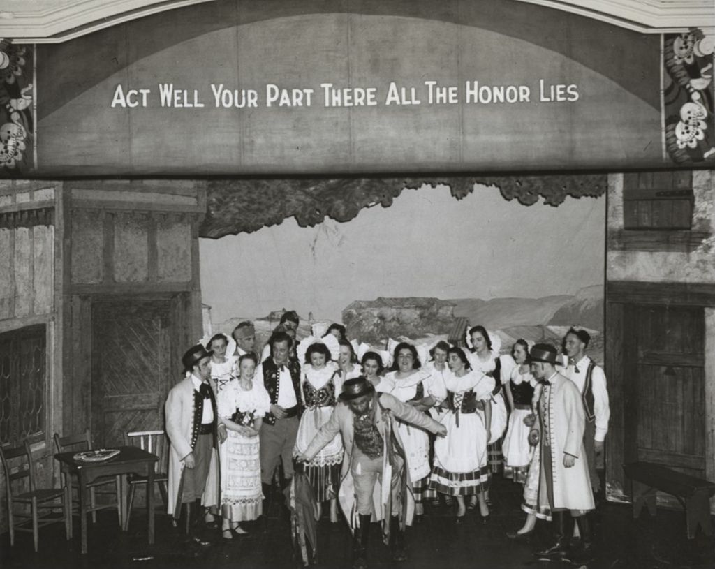 Cast of "The Bartered Bride" on stage at Hull-House Auditorium