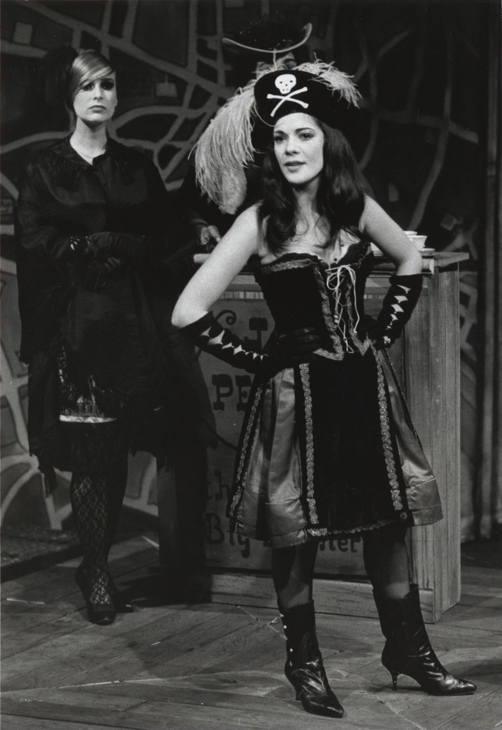 Patricia Kearney and Frances Cattell on stage in a production of "The Threepenny Opera" at Hull-House Theater