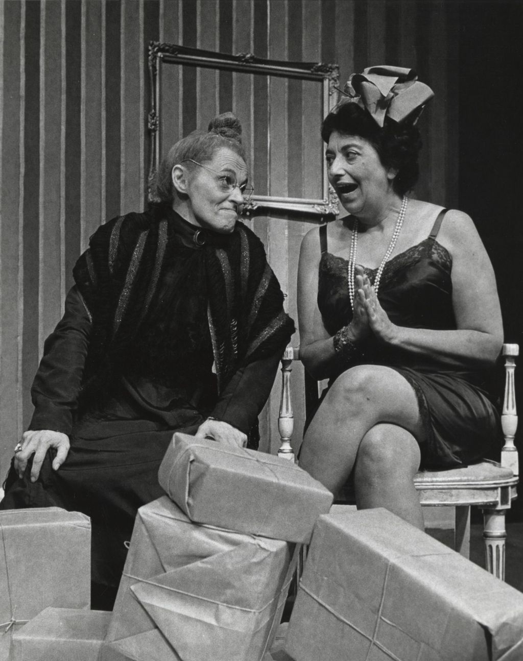 Beatrice Fredman and Tedra Klein on stage in production of "The American Dream" at Hull-House Theater