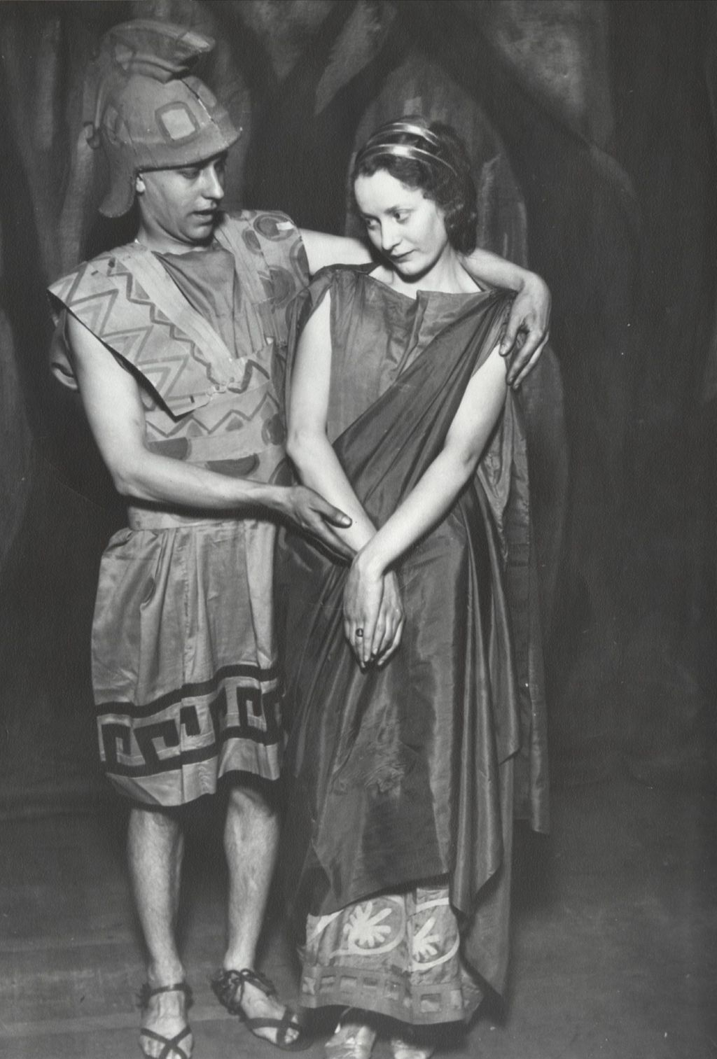 Two actors in costume for a production of "The Sabine Women" at Hull-House
