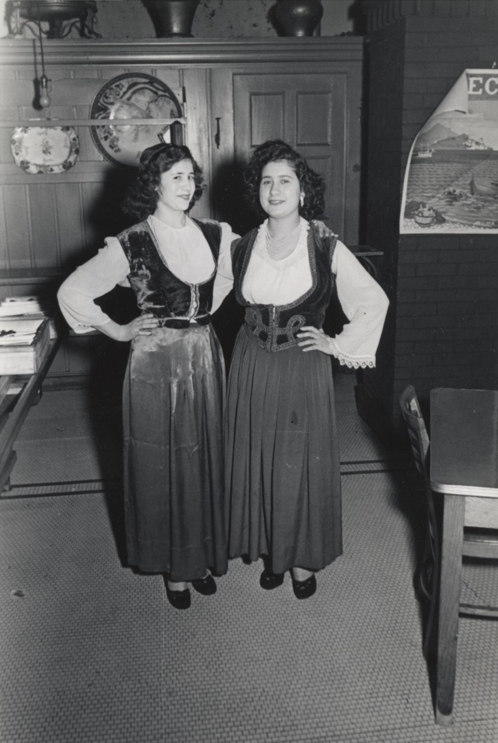 Hull-House 1951 Spring Carnival attendees in traditional Greek clothing
