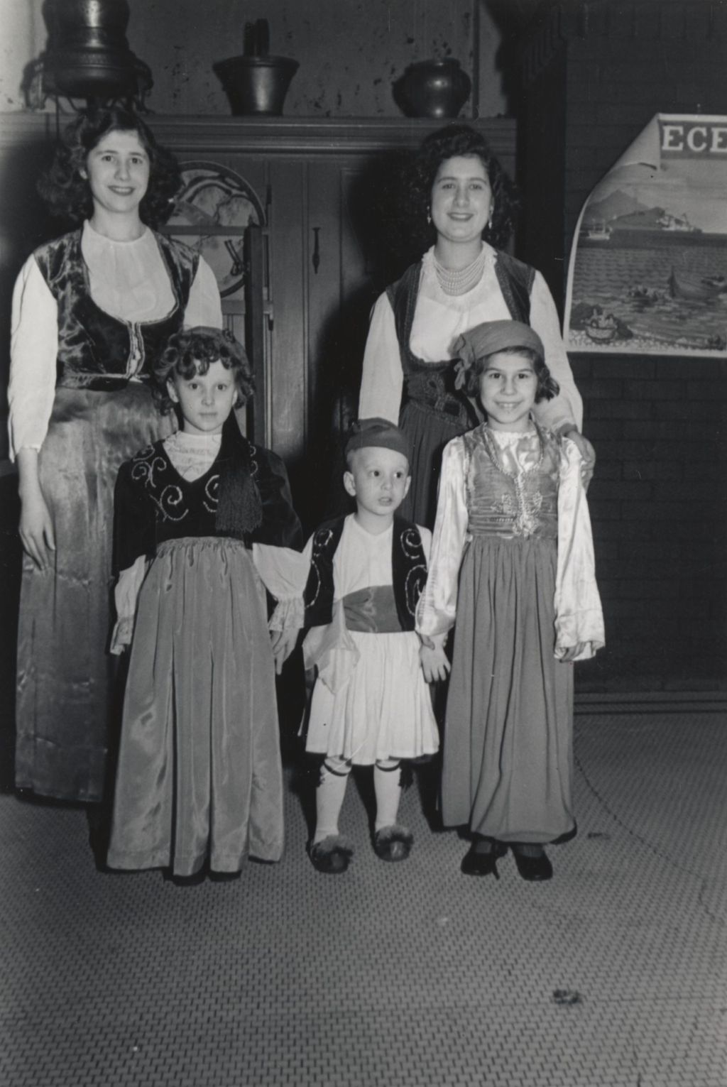 Hull-House 1951 Spring Carnival attendees in traditional Greek clothing