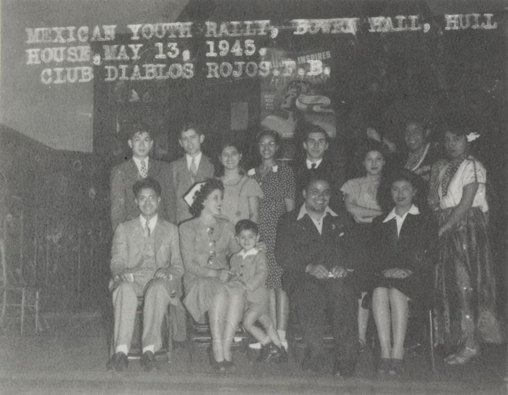 Miniature of Mexican youth rally participants pose for photo in Bowen Hall