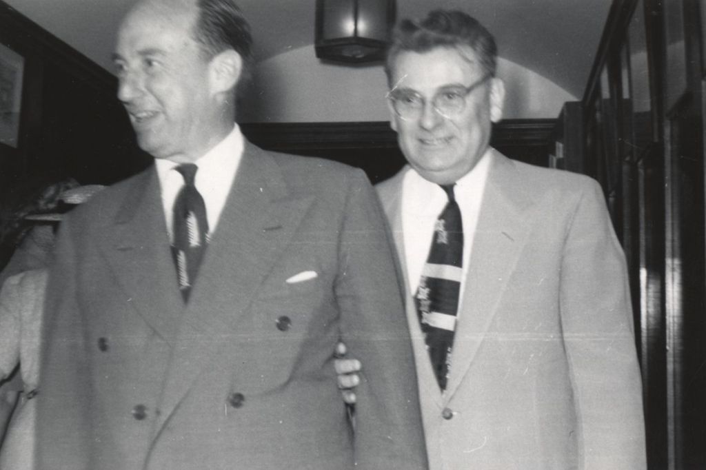 Illinois governor Adlai Stevenson II and Hull-House director Russell Ballard at Hull-House