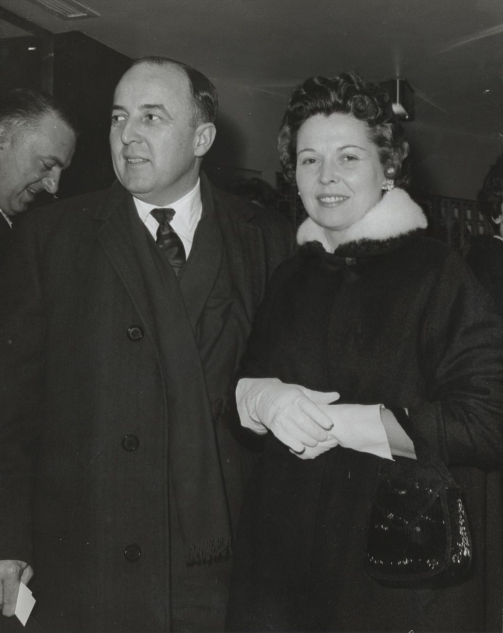 Miniature of Author and journalist Emmett Dedmon and his wife, Claire Lyons Dedmon, at the Chicago premiere of the film West Side Story at the Michael Todd Theatre. The premiere was a benefit for Hull-House