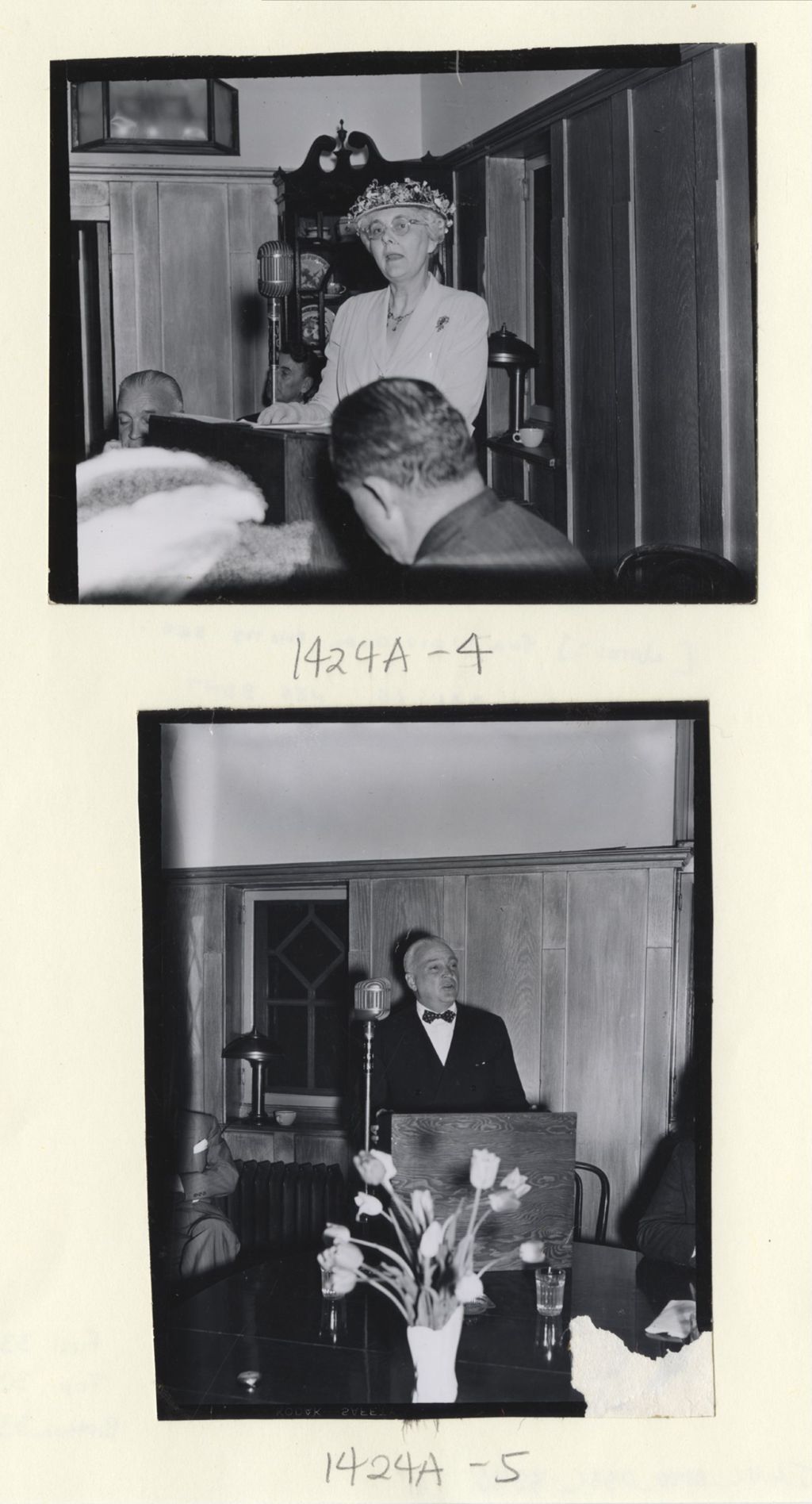 Two photos from the 1949 Hull-House Associates Dinner