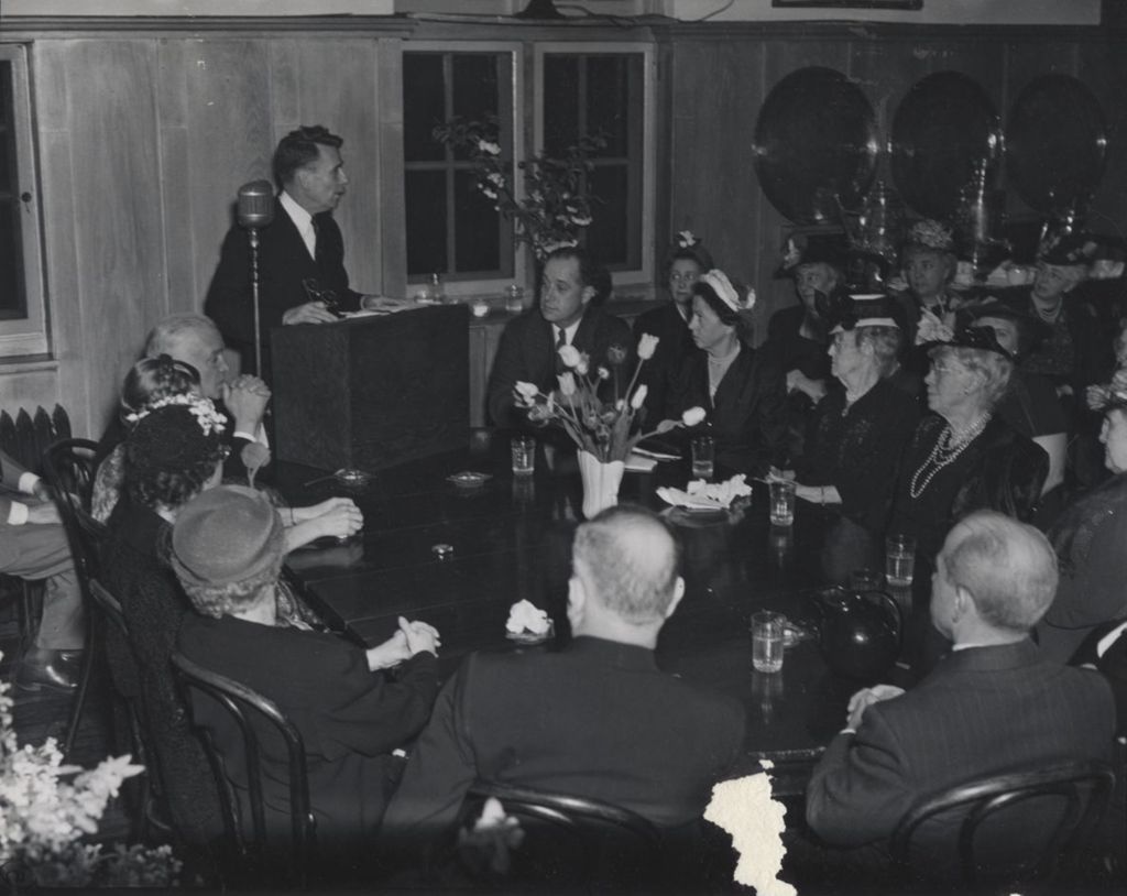 Unidentified man speaks at the 1949 Hull-House Associates Dinner