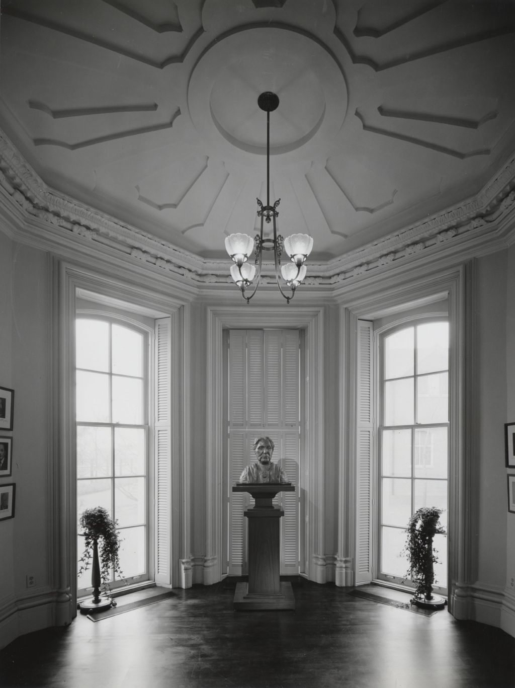 Restored Octagon Room of Hull Mansion with bust of Jane Addams, just prior to Jane Addams Hull-House Museum opening
